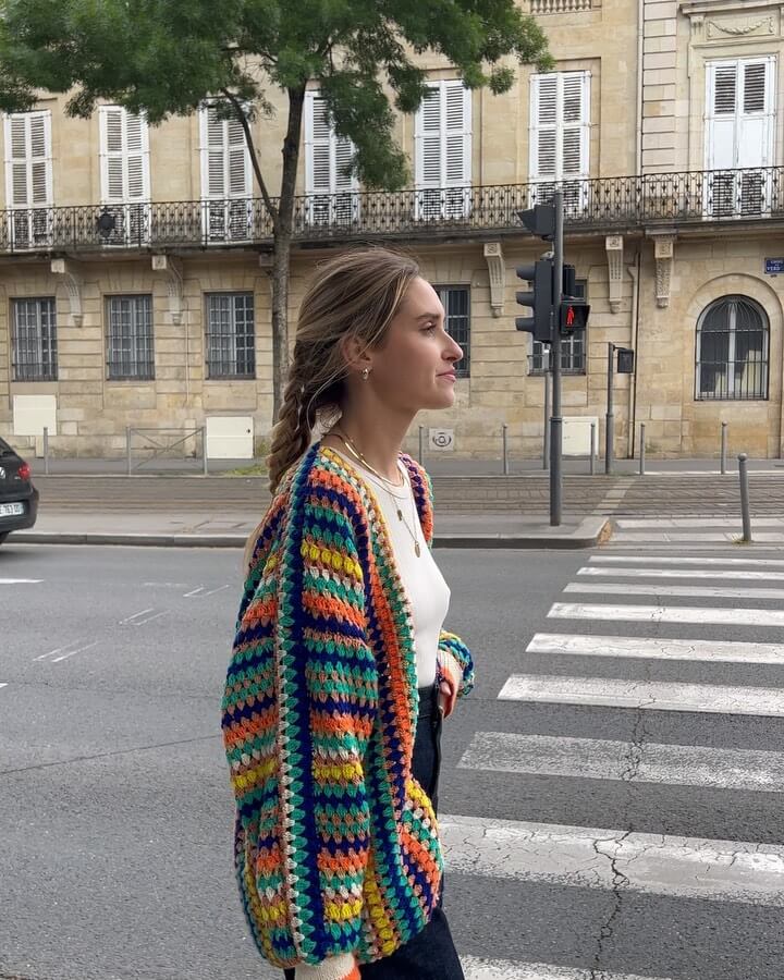 Colorful Striped Knitted Cardigan-Luxandluxy