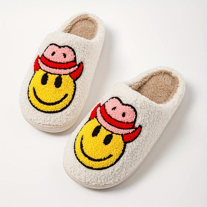 Cowboy Smiley Face Slippers-Luxandluxy