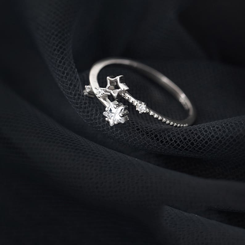 CZ Star Open Ring-Luxandluxy