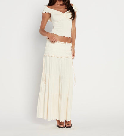 Denali Neutral Bone Top & Skirt Set-Luxandluxy