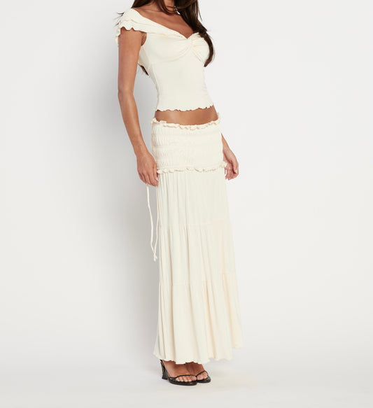 Denali Neutral Bone Top & Skirt Set-Luxandluxy