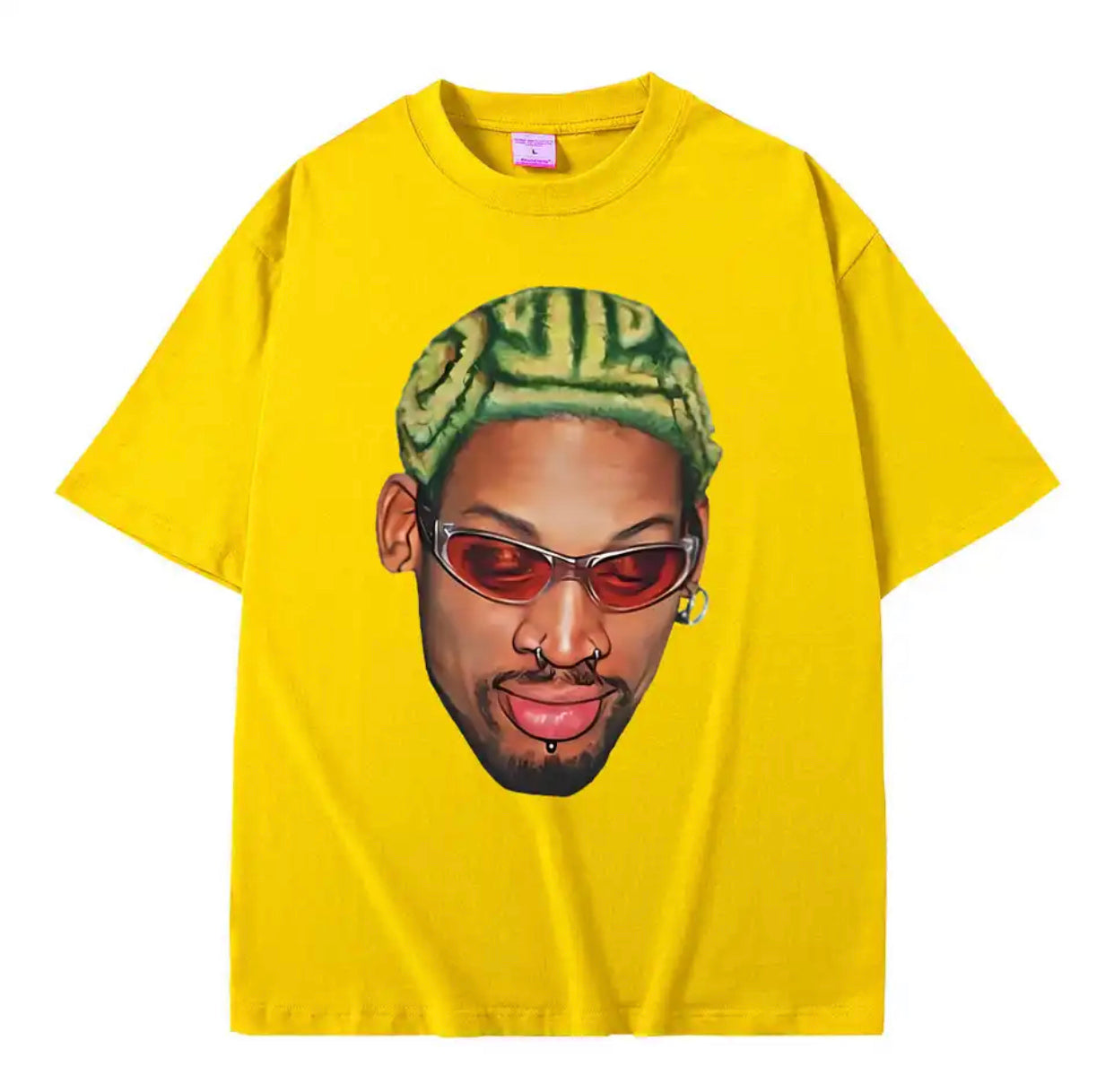 Dennis Rodman Zigzag Hair Print T-Shirt-Luxandluxy