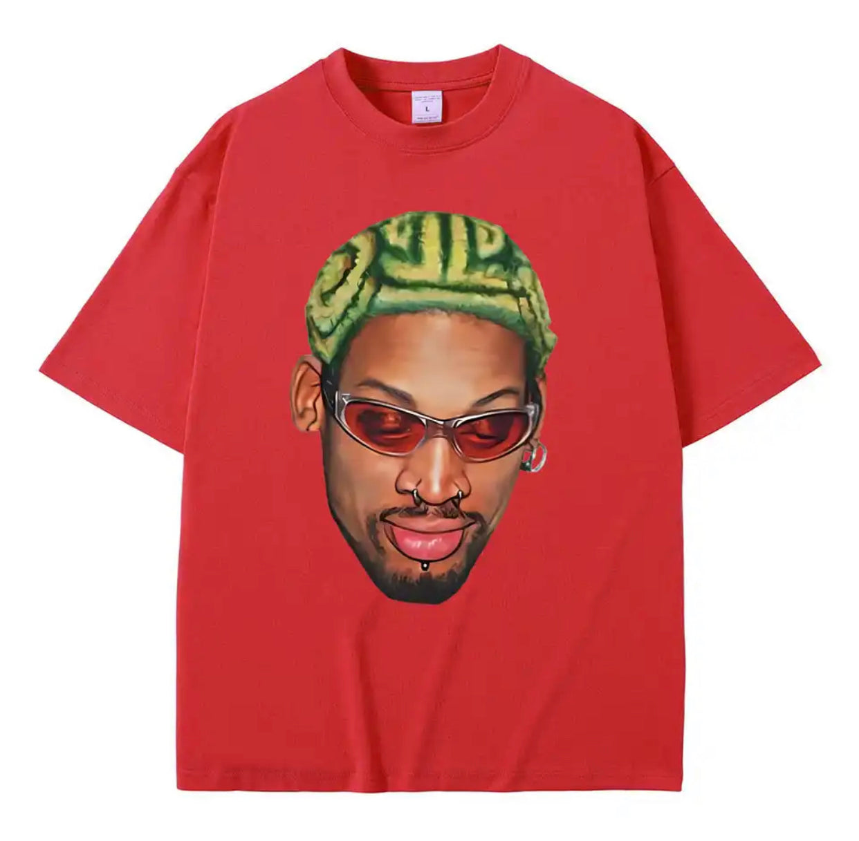 Dennis Rodman Zigzag Hair Print T-Shirt-Luxandluxy