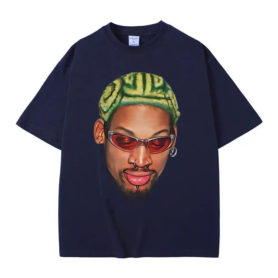 Dennis Rodman Zigzag Hair Print T-Shirt-Luxandluxy