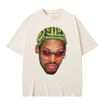 Dennis Rodman Zigzag Hair Print T-Shirt-Luxandluxy