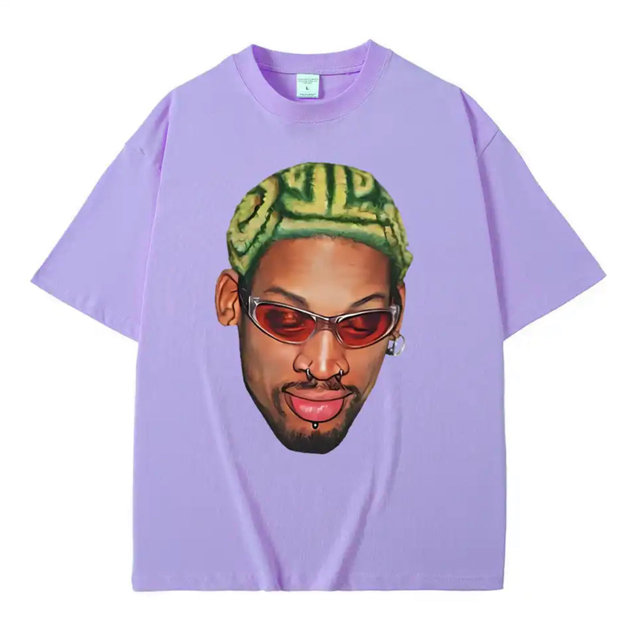 Dennis Rodman Zigzag Hair Print T-Shirt-Luxandluxy