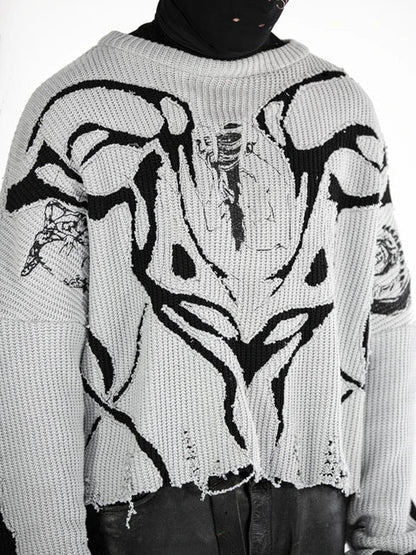 Destroyed Harajuku Ripped Sweater-Luxandluxy