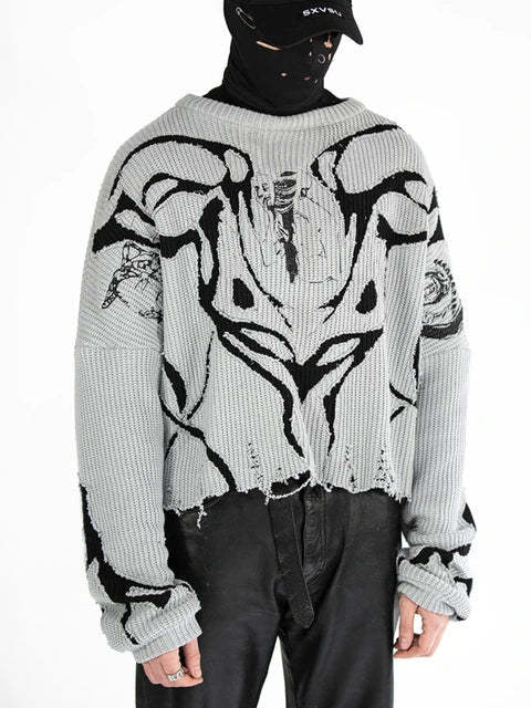 Destroyed Harajuku Ripped Sweater-Luxandluxy