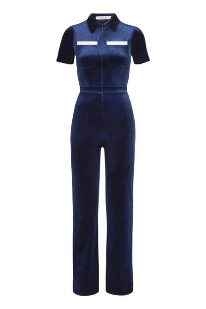 Double-Pocket Bodycon Velvet Jumpsuit-Luxandluxy