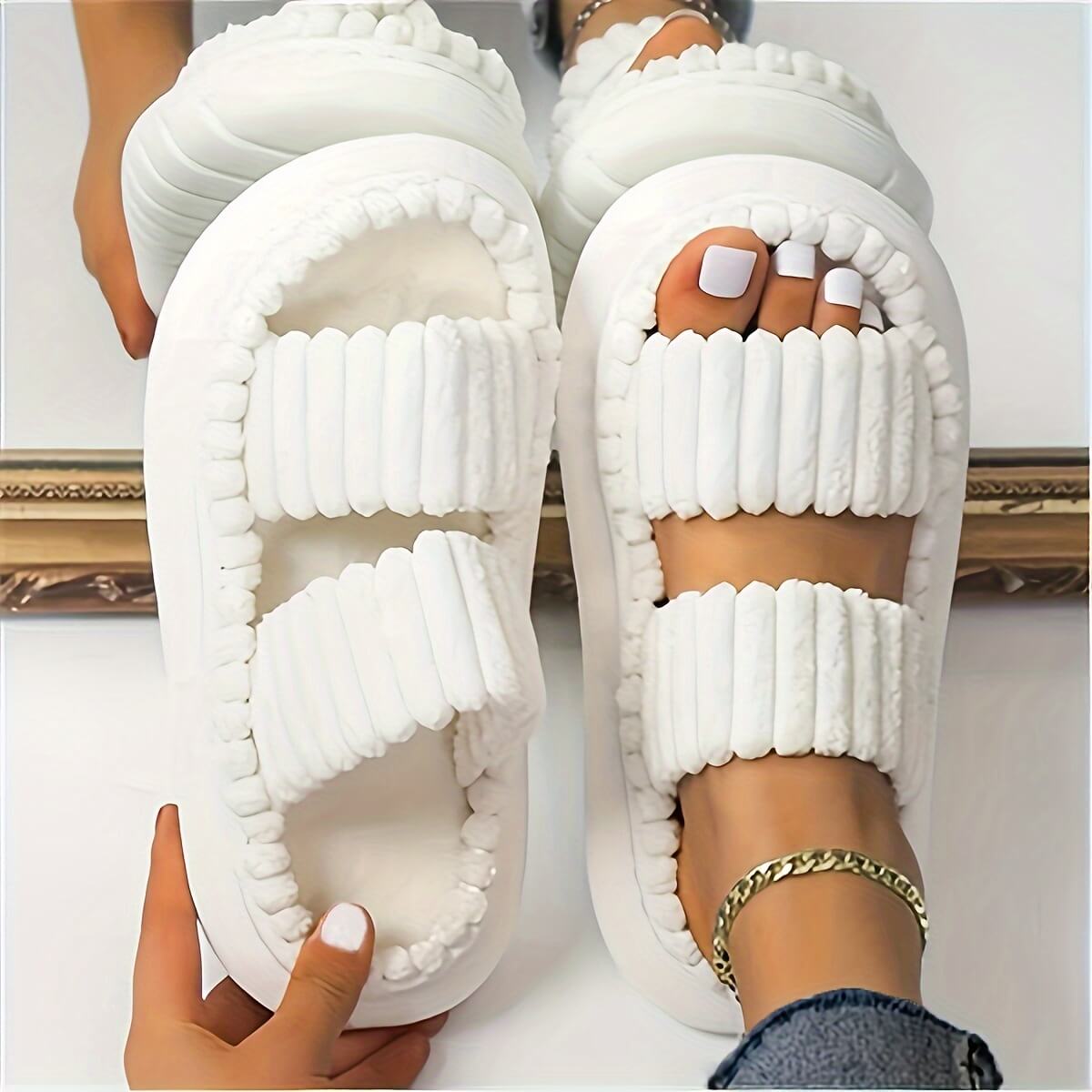 Double Strap Cozy Slippers-Luxandluxy