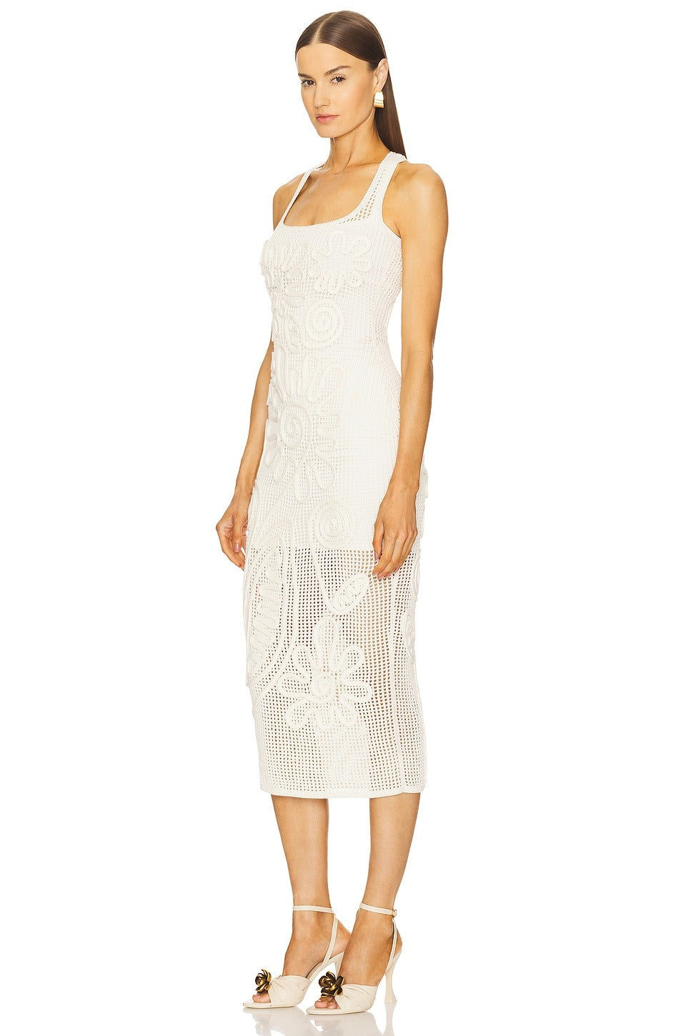 Fantasy Flower Net Midi Dress