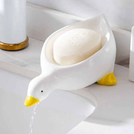 Duck Shaped Self Draining Soap Dish-Luxandluxy