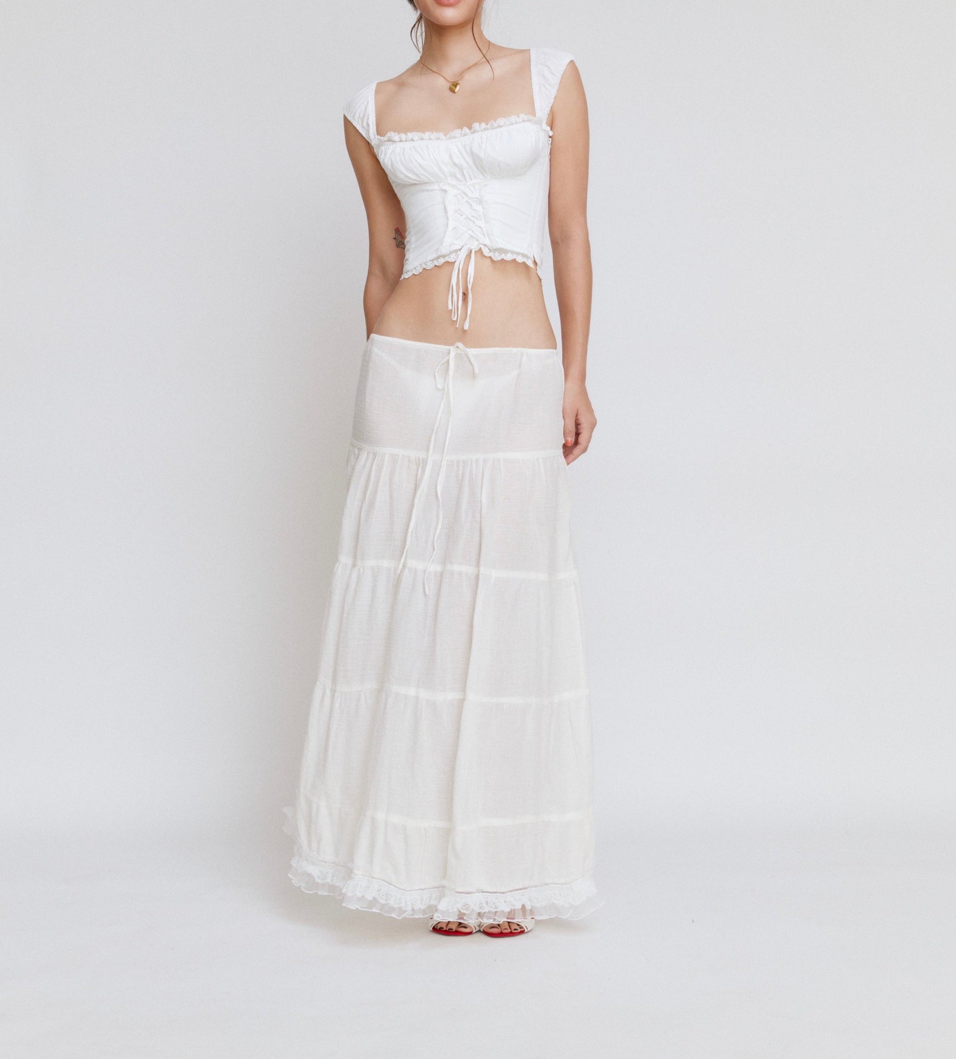 'Eleanor' 'Celeste' Cotton Top & Skirt-Luxandluxy