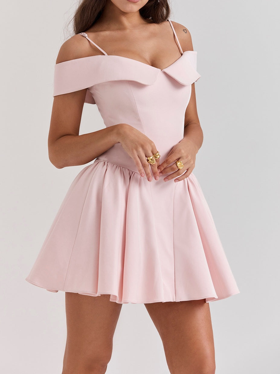 Elida Off Shoulder Mini Dress-Luxandluxy