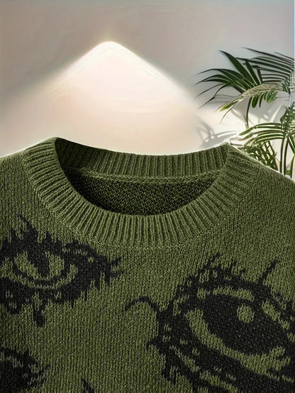 Eyes Pattern Oversize Knit Sweater-Luxandluxy