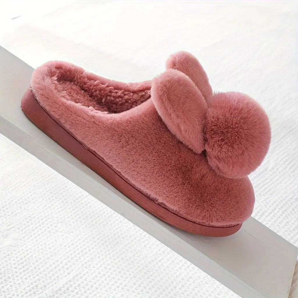 Furry Rabbit Ears Slippers-Luxandluxy