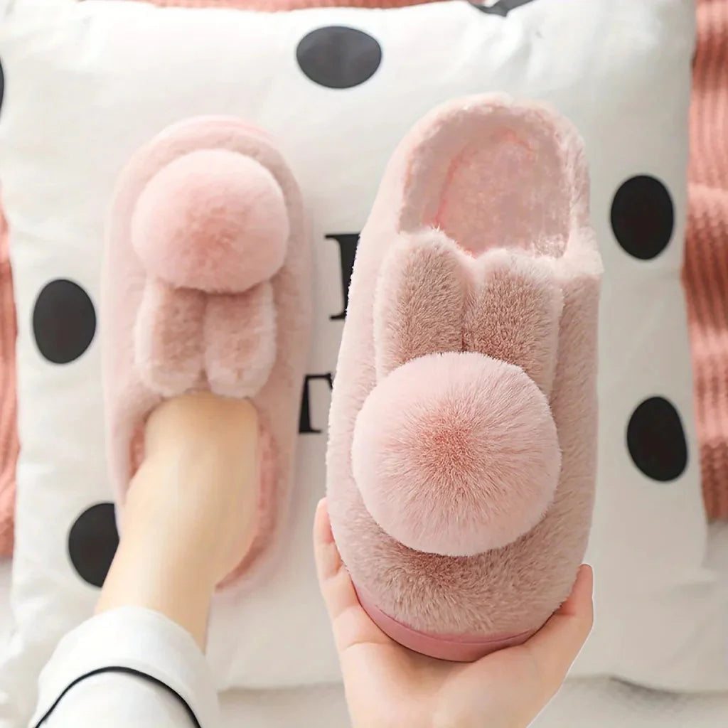 Furry Rabbit Ears Slippers-Luxandluxy