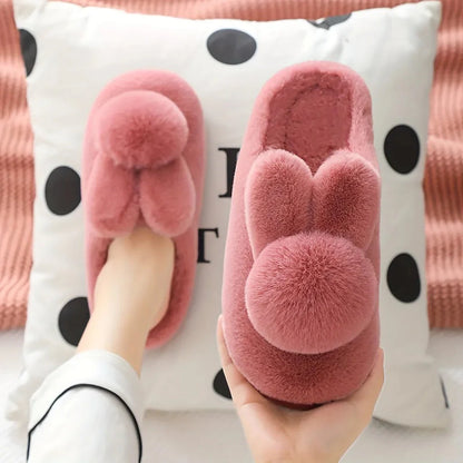 Furry Rabbit Ears Slippers-Luxandluxy