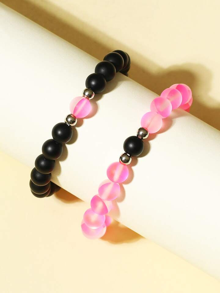 Glow Heart Magnetic Beaded Couples Bracelets-Luxandluxy