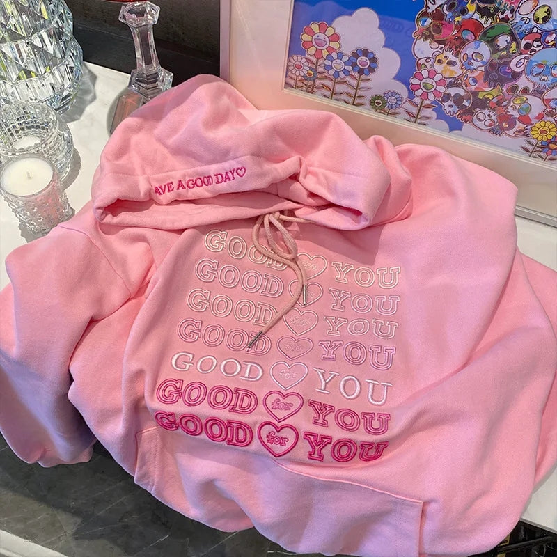 Good for You Heart Hoodie-Luxandluxy