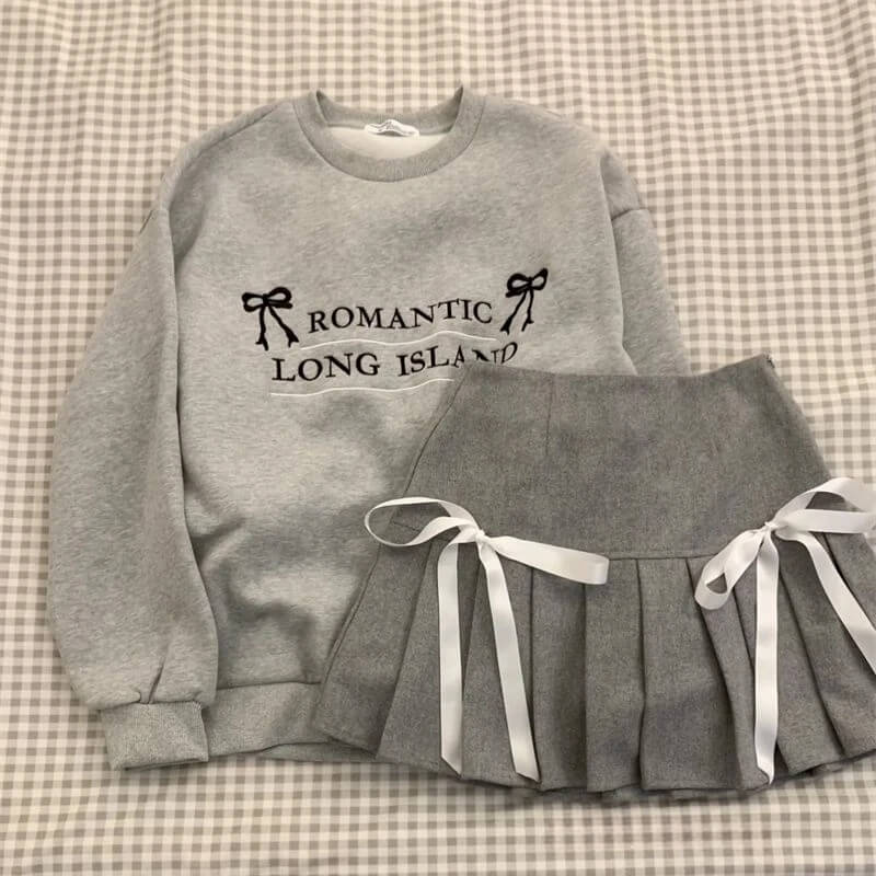 Grey Romantic Long Island Sweatshirt-Luxandluxy