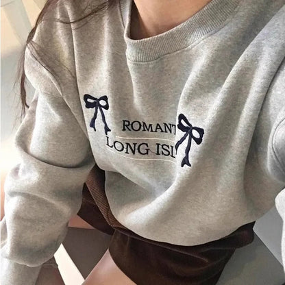 Grey Romantic Long Island Sweatshirt-Luxandluxy