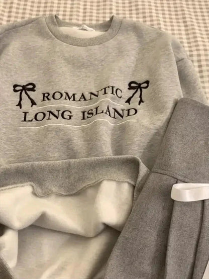 Grey Romantic Long Island Sweatshirt-Luxandluxy