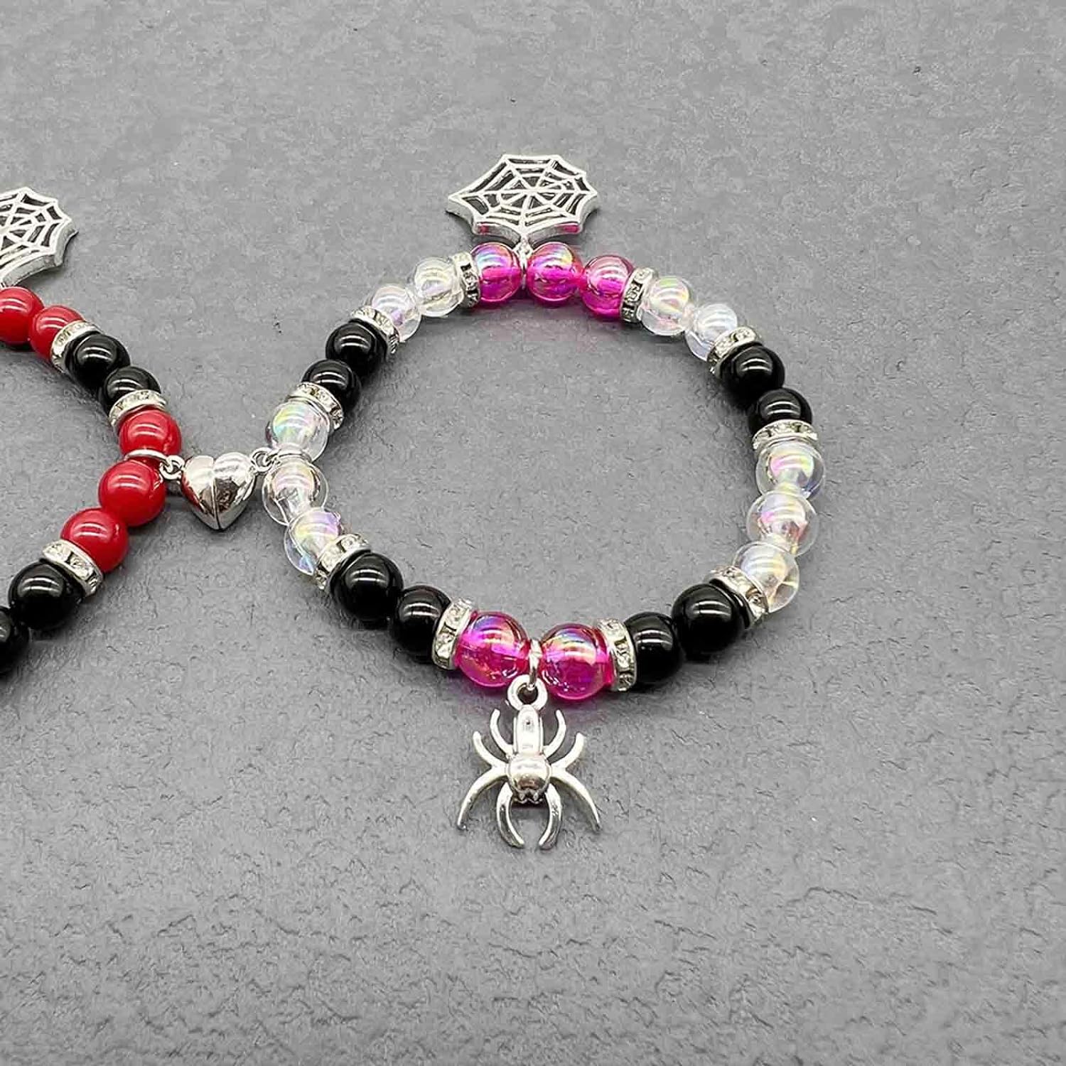 Gwen & Spidey Web Magnetic Beaded Couples Bracelets-Luxandluxy