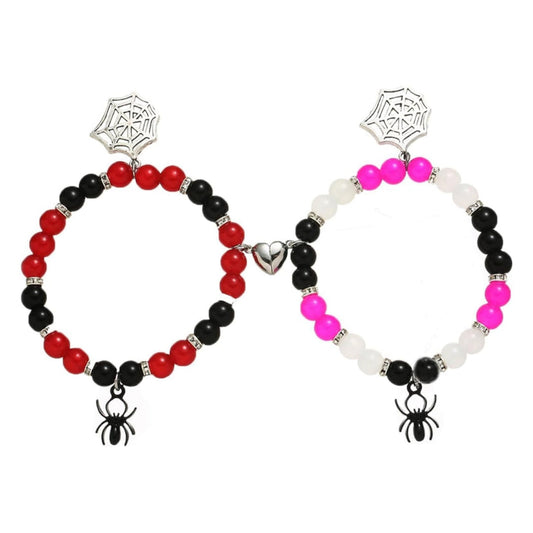 Gwen & Spidey Web Magnetic Beaded Couples Bracelets-Luxandluxy