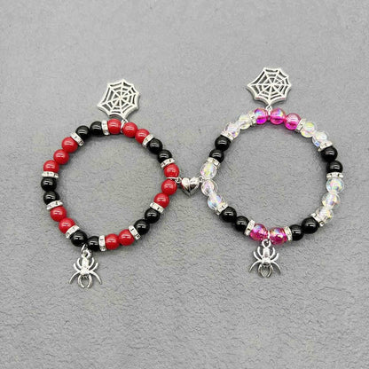 Gwen & Spidey Web Magnetic Beaded Couples Bracelets-Luxandluxy