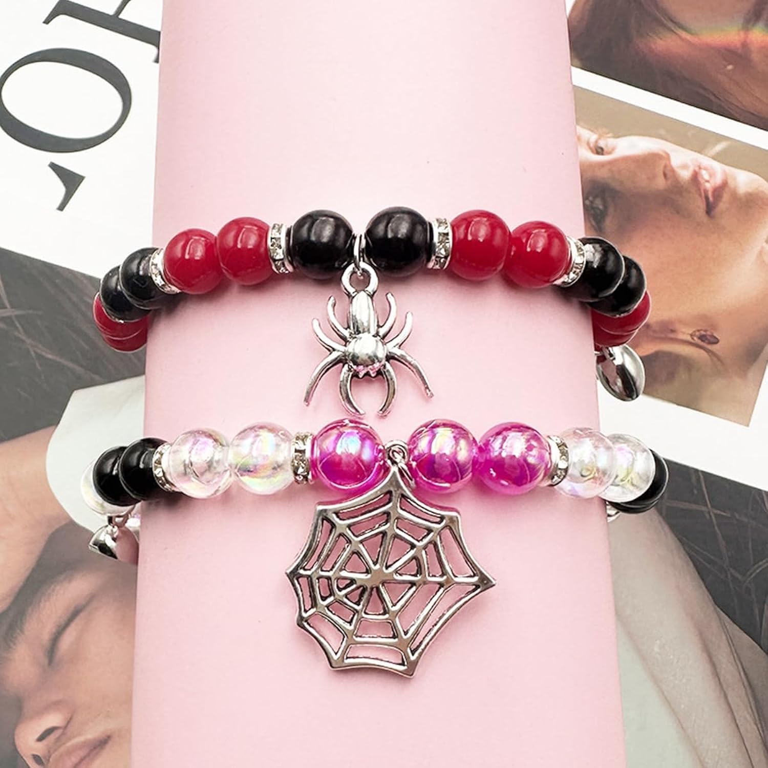 Gwen & Spidey Web Magnetic Beaded Couples Bracelets-Luxandluxy