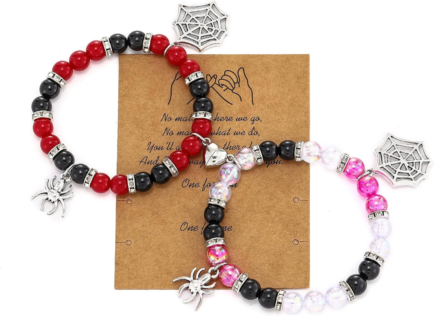 Gwen & Spidey Web Magnetic Beaded Couples Bracelets-Luxandluxy