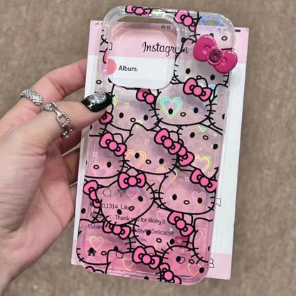 Hello Kitty Bow Holographic iPhone Case-Luxandluxy