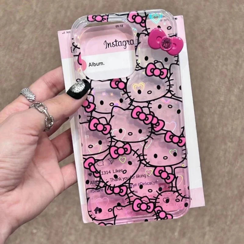 Hello Kitty Bow Holographic iPhone Case-Luxandluxy