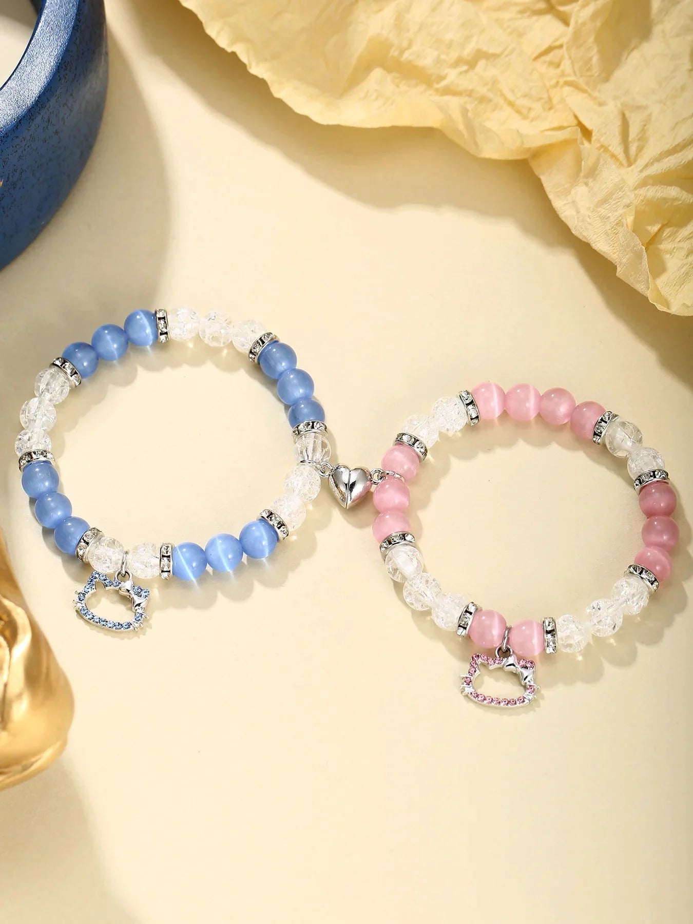 Hello Kitty Magnetic Beaded Friendship Bracelets-Luxandluxy