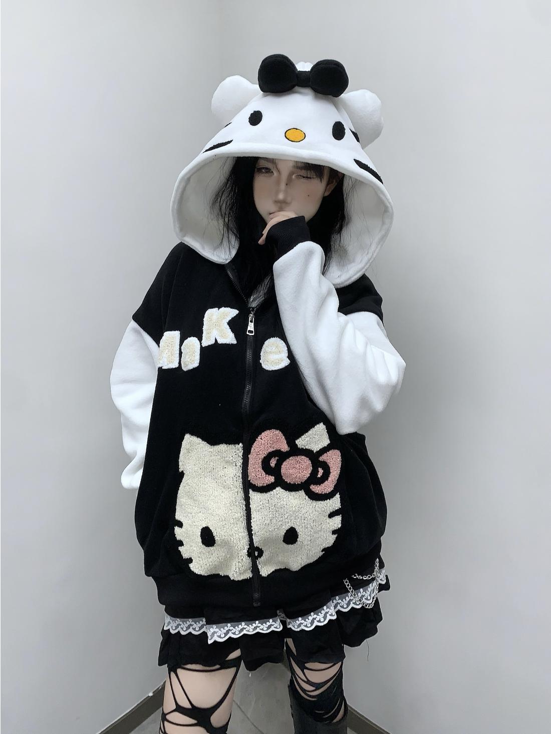 Hello Kitty Oversized Fleece Hoodie-Luxandluxy