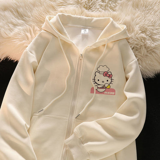 Hello Kitty Print Hoodie-Luxandluxy