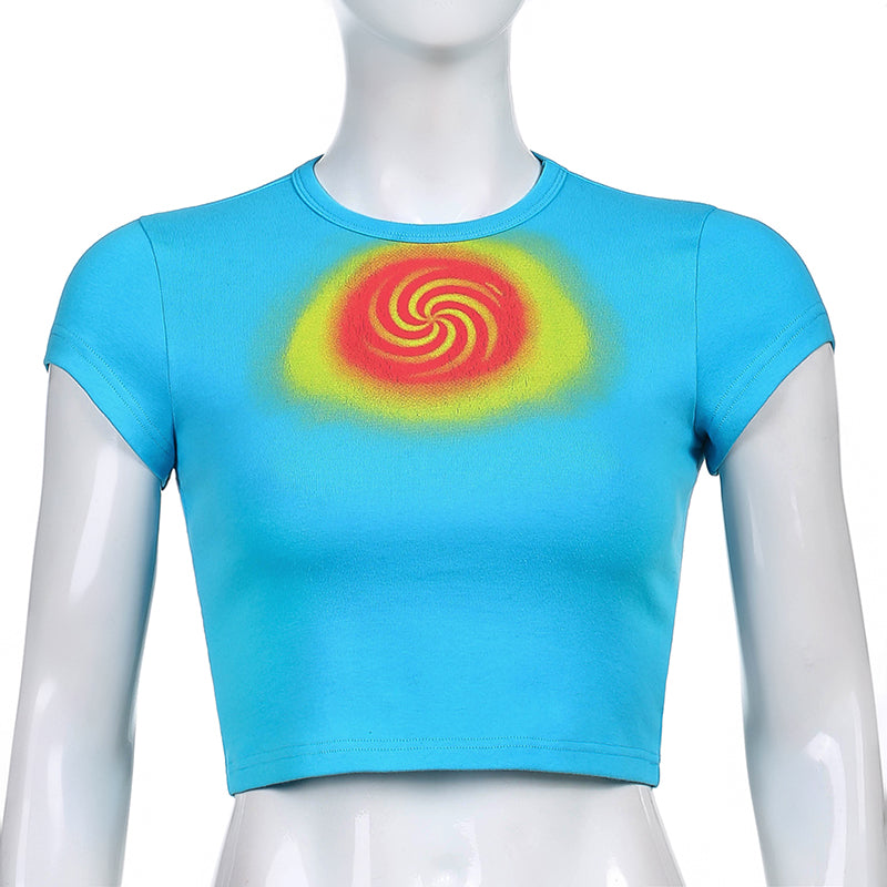 Hippie Spiral Tie Dye Crop Top-Luxandluxy