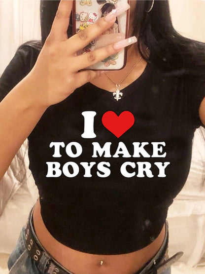 'I Love To Make Boys Cry' Crop Top-Luxandluxy