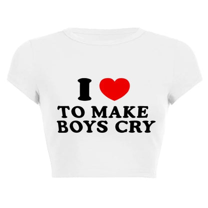 'I Love To Make Boys Cry' Crop Top-Luxandluxy