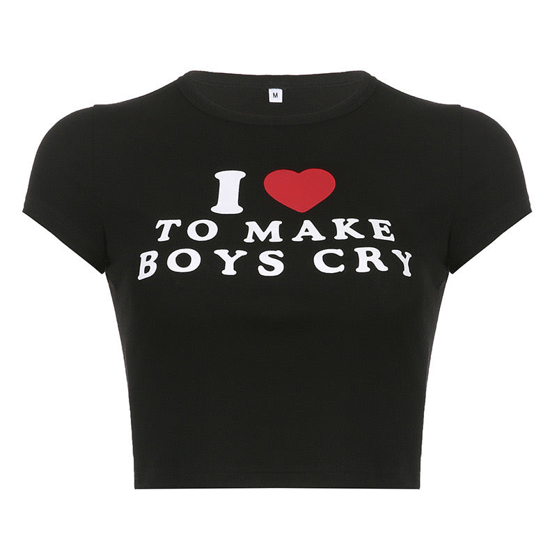 'I Love To Make Boys Cry' Crop Top-Luxandluxy