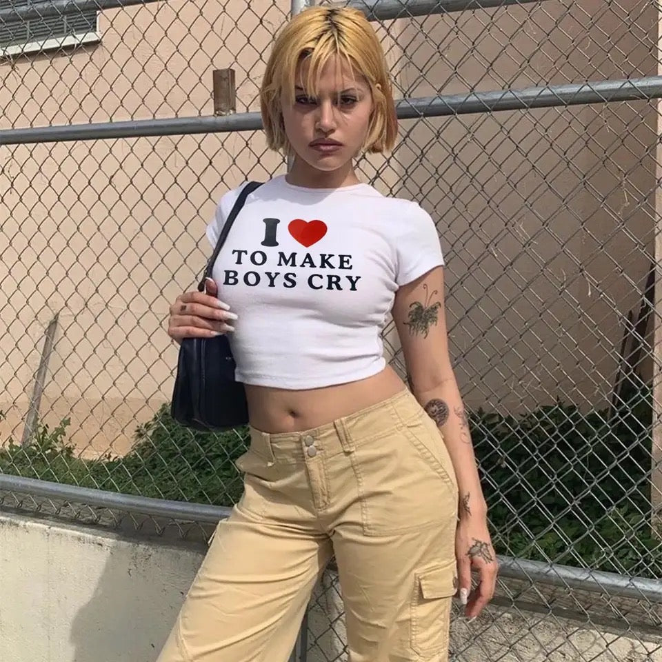 'I Love To Make Boys Cry' Crop Top-Luxandluxy