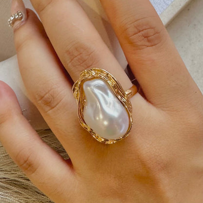 Irregular Pearl Shaped Ring-Luxandluxy