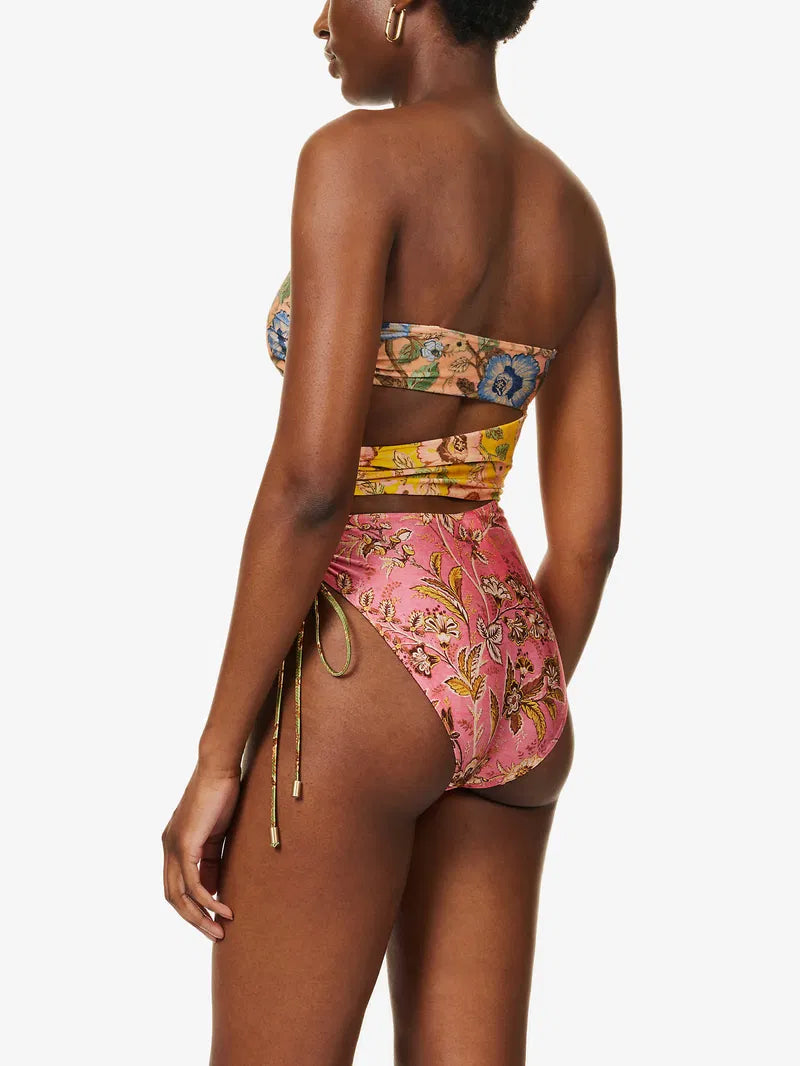 Junie Strapless Cutout Floral-Print Swimsuit