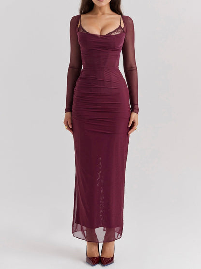 Katarina Wine Maxi Dress