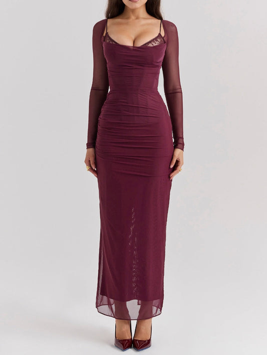 Katarina Wine Maxi Dress