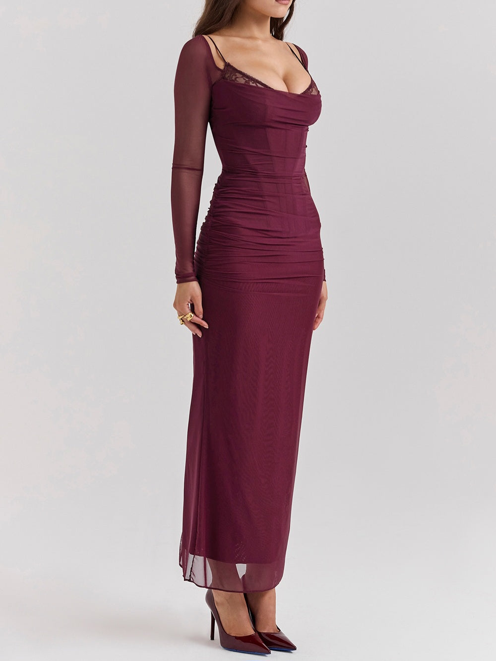 Katarina Wine Maxi Dress