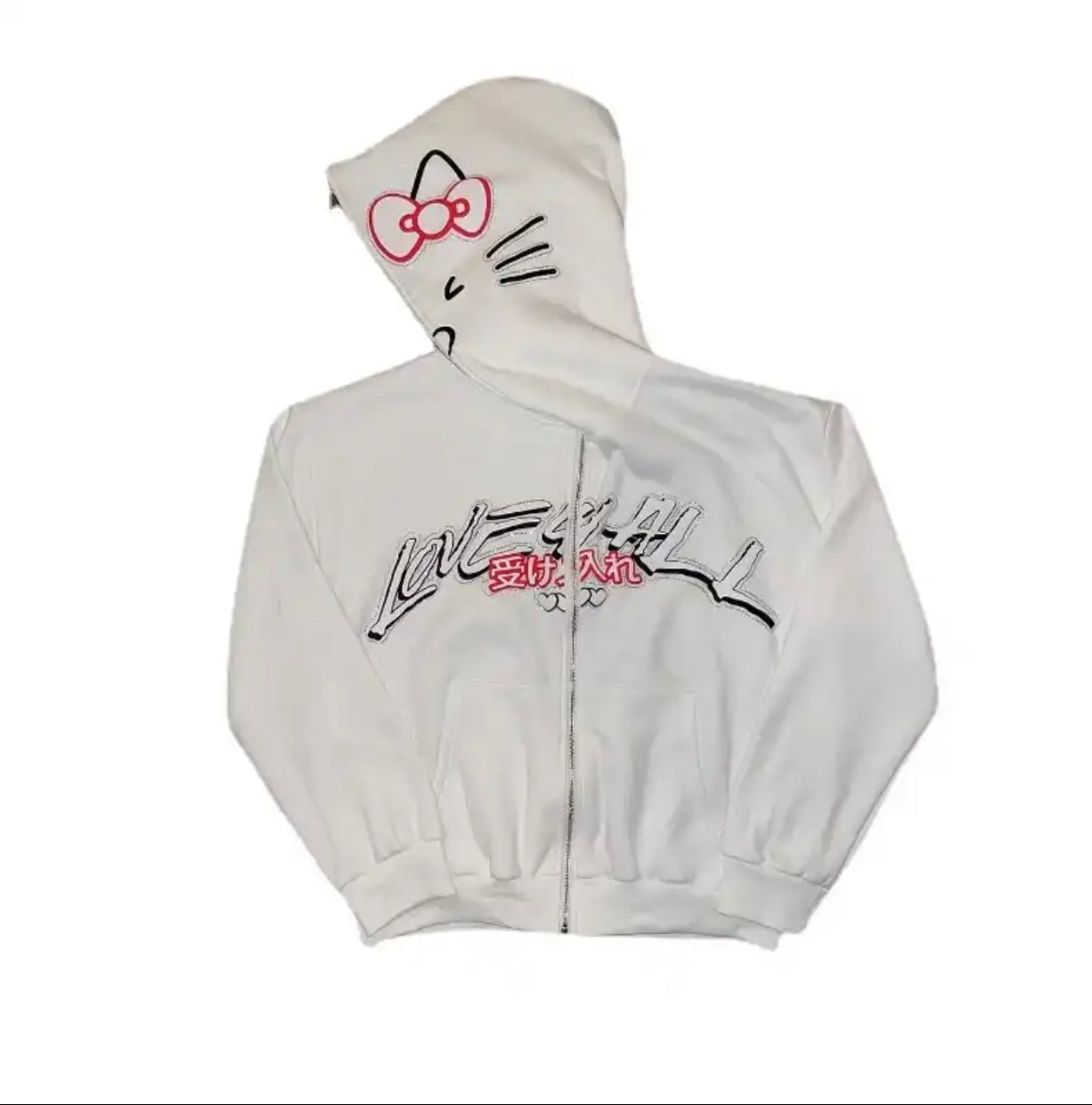 'Love U All' Hello Kitty Zip-Up Hoodie-Luxandluxy