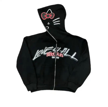 'Love U All' Hello Kitty Zip-Up Hoodie-Luxandluxy