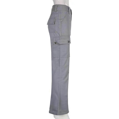 Low Rise Flared Cargo Pants-Luxandluxy